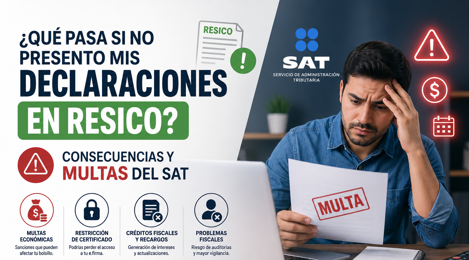 No presentar declaraciones RESICO: consecuencias y multas del SAT