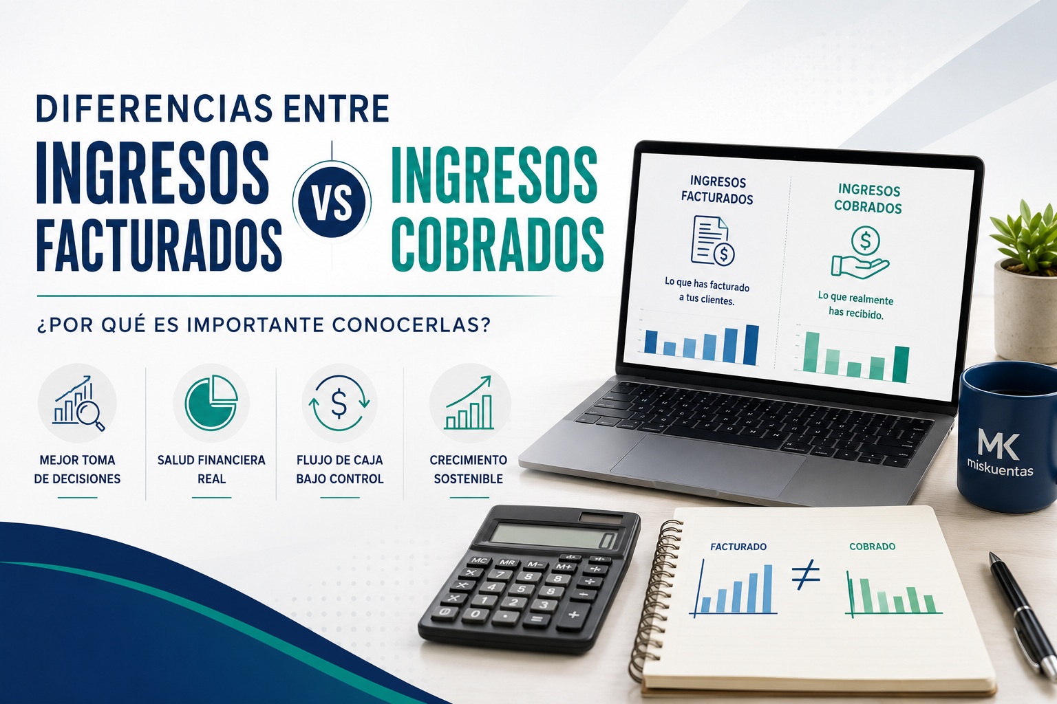 Ingresos facturados e ingresos cobrados: diferencias clave en contabilidad